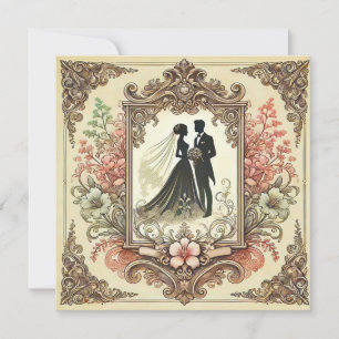 Invitation Mariage Élégant Silhouette Encadrée