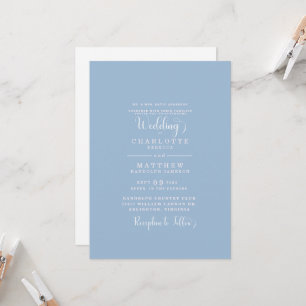 Invitation Mariage Élégant Simple Bleu Poussiéreux