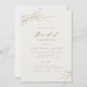 Invitation Mariage élégant simple doré botanique rustique (Devant)