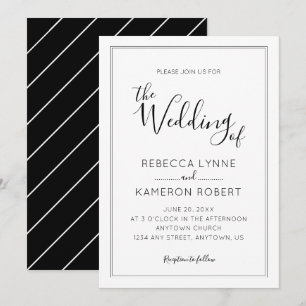 Invitation Mariage Élégant Simple Noir et Blanc