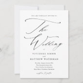 Invitation Mariage élégant simple noir et blanc (Devant)