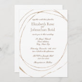 Invitation Mariage élégant simple Or moderne Blanc (Devant / Derrière)