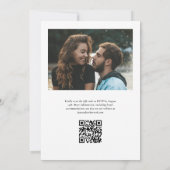 Invitation Mariage élégant simple photo QR Code RSVP (Dos)