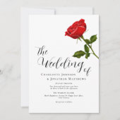 Invitation Mariage Élégant Simple Rose Rouge (Devant)