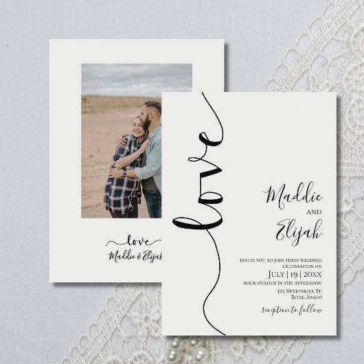 Invitation Mariage, Élégant, Simple, Typographie, Script,