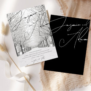 Invitation Mariage élégant sous la neige d'hiver