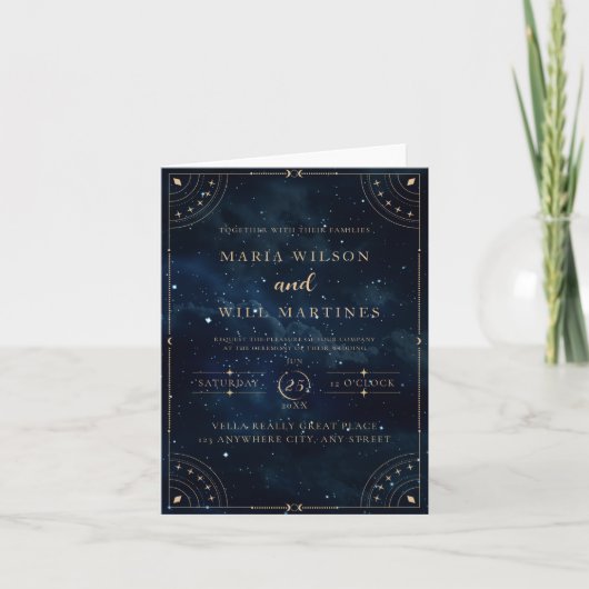 Invitation Mariage élégant sous les étoiles Céleste (Devant)
