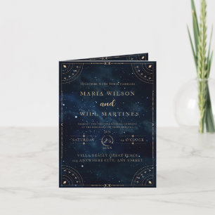 Invitation Mariage élégant sous les étoiles Nuit étoilée Céle