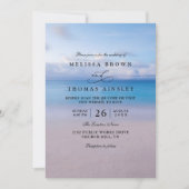 Invitation Mariage élégant sur la plage avec code QR aquarell (Devant)