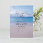 Invitation Mariage élégant sur la plage avec code QR aquarell (Debout devant)