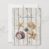 Invitation mariage élégant sur la plage avec du bois côtier e (Devant)