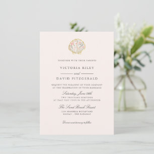 Invitation Mariage élégant sur la plage de l'océan avec coqui