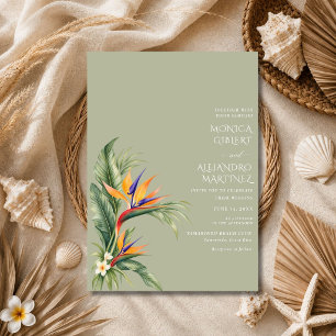 Invitation Mariage élégant sur la plage tropicale de l'oiseau