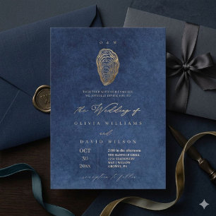 Invitation Mariage Élégant sur l'Océan Bleu Marine