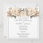 Invitation Mariage Élégant Taupe de crème florale Bold (Devant)
