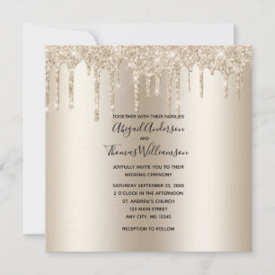 Invitation Mariage élégant tendance avec Champagne et paillet