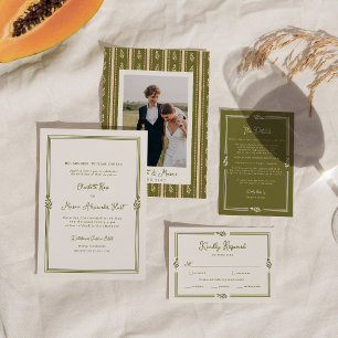 Invitation Mariage Élégant Toscane Vert Olive Photo