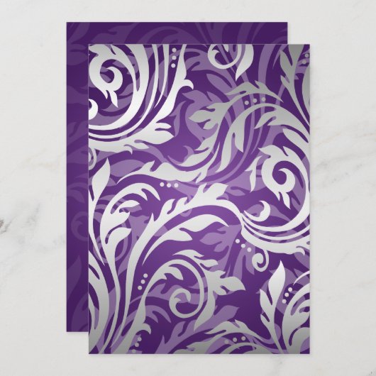 Invitation Mariage Élégant Tourbillon Violet (Devant / Derrière)