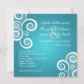 Invitation Mariage Élégant Tourbillons Blancs Bleu (Dos)