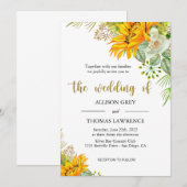 Invitation Mariage Élégant Tournesol (Devant / Derrière)