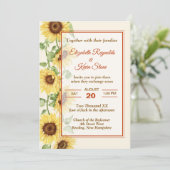 Invitation Mariage Élégant Tournesol (Debout devant)