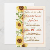 Invitation Mariage Élégant Tournesol (Devant / Derrière)