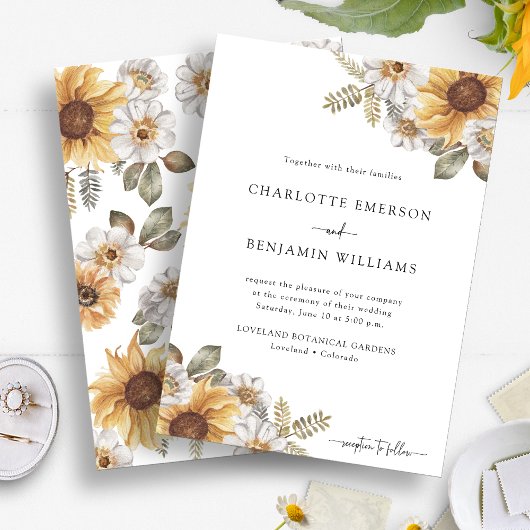 Invitation Mariage Élégant Tournesol