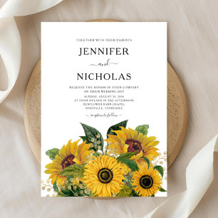 Invitation Mariage Élégant Tournesol Floral