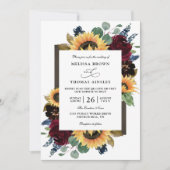 Invitation Mariage Élégant Tournesol Rustique Budget Code QR (Devant)