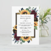 Invitation Mariage Élégant Tournesol Rustique Budget Code QR (Debout devant)