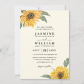 Invitation Mariage élégant tournesol rustique moderne code QR (Devant)
