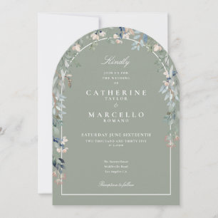 Invitation Mariage Élégant Tout En Un Arc Floral Vert Sauge