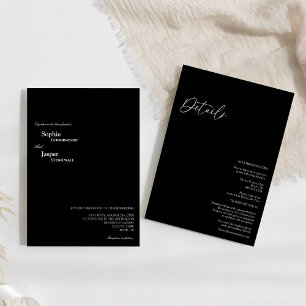 Invitation Mariage Élégant Tout En Un avec Détails Noirs Clas