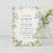 Invitation Mariage Élégant Tropical Floral Verdure Code QR (Debout devant)
