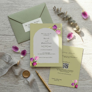 Invitation Mariage Élégant Tulipe Florale Budget Tout En Un