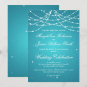 Invitation Mariage Élégant Turquoise à Paillettes (Devant / Derrière)