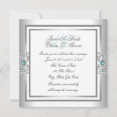 Invitation Mariage élégant Turquoise Bleu et Argent (Dos)