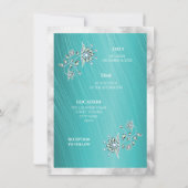 Invitation Mariage Élégant Turquoise Strass & Marbre (Dos)