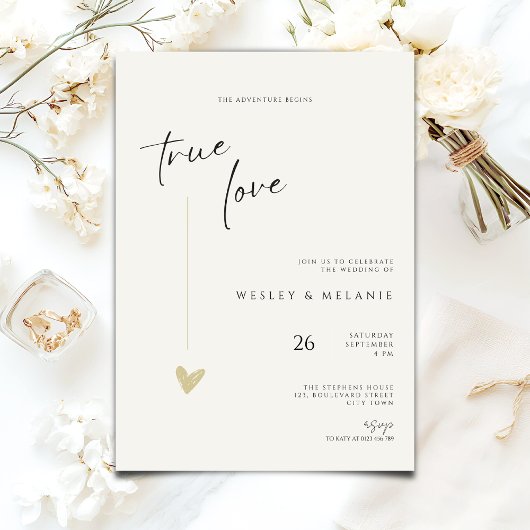 Invitation Mariage Élégant Typographie Calligraphique Minimal