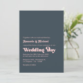 Invitation Mariage élégant typographie Charbon & Blush (Debout devant)
