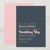 Invitation Mariage élégant typographie Charbon & Blush (Devant / Derrière)