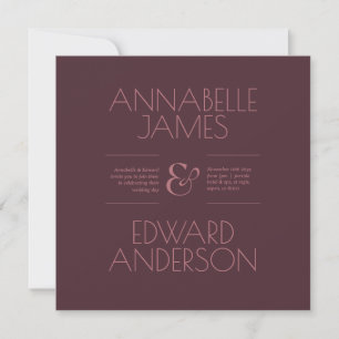 Invitation Mariage Élégant Typographie Minimaliste Bourgogne