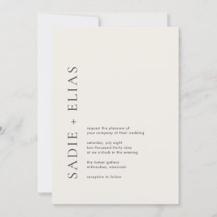 Invitation Mariage élégant typographie moderne beige
