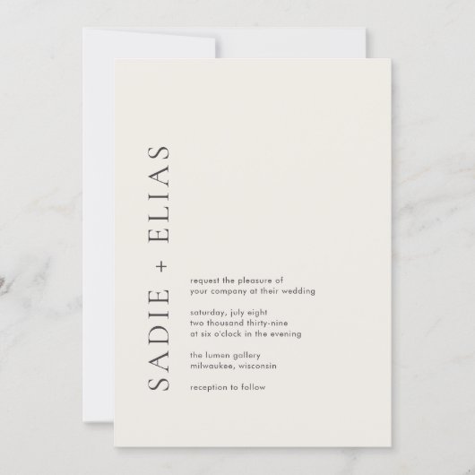 Invitation Mariage élégant typographie moderne beige (Devant)