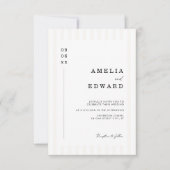 Invitation Mariage élégant typographie moderne minimal rayé (Devant)