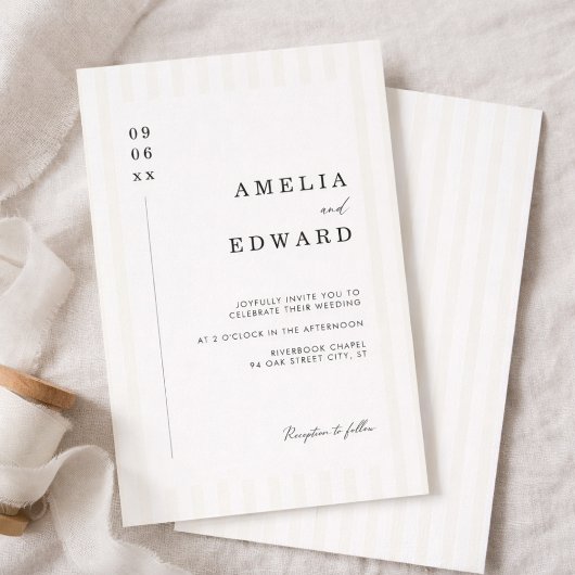 Invitation Mariage élégant typographie moderne minimal rayé