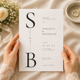 Invitation Mariage Élégant Typographie Monogramme