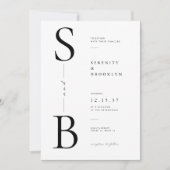 Invitation Mariage Élégant Typographie Monogramme (Devant)