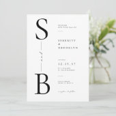 Invitation Mariage Élégant Typographie Monogramme (Debout devant)