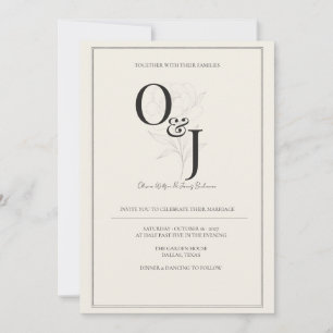 Invitation Mariage Élégant Typographie Noir et Ivoire